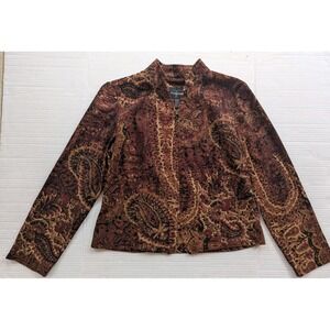 VtgRequirements Jacket Womens 6P Brown Colorful Long Sleeve Paisley Zip Closure